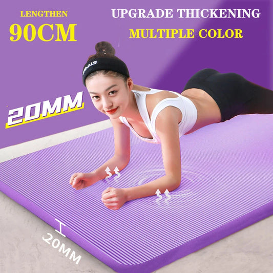 90CM 20MM 5 Colors Thick NBR Non-slip Washable Fitness Yoga Pilates Mat High Density Tasteless Exercise Gymnastics Pad Gym Home