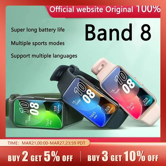 2024 New Original HUAWEI Band 8 Smart Band All-day Blood Oxygen 1.47'' AMOLED Screen Heart Rate Smartband 2 Weeks Battery Life