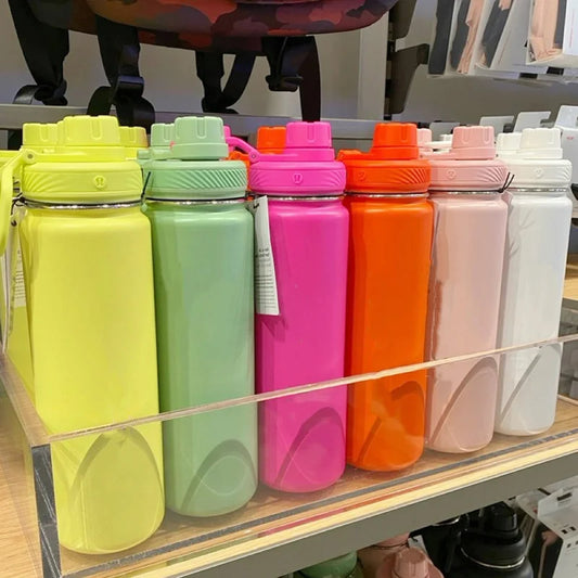 710ml Lulu Insulated Water Cup Vacuum Sports Bottle Portable Leakproof Outdoor Cups Stainless Steel Pure Titanium Water Bottles