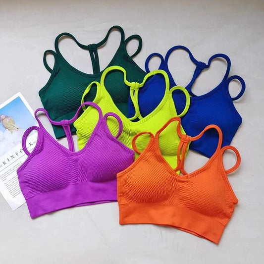 Women Breathable Sports Bra Shockproof Fitness Tops Gym Crop Top Brassiere Push Up Sport Bras Gym Workout Top Seamless Yoga Bra